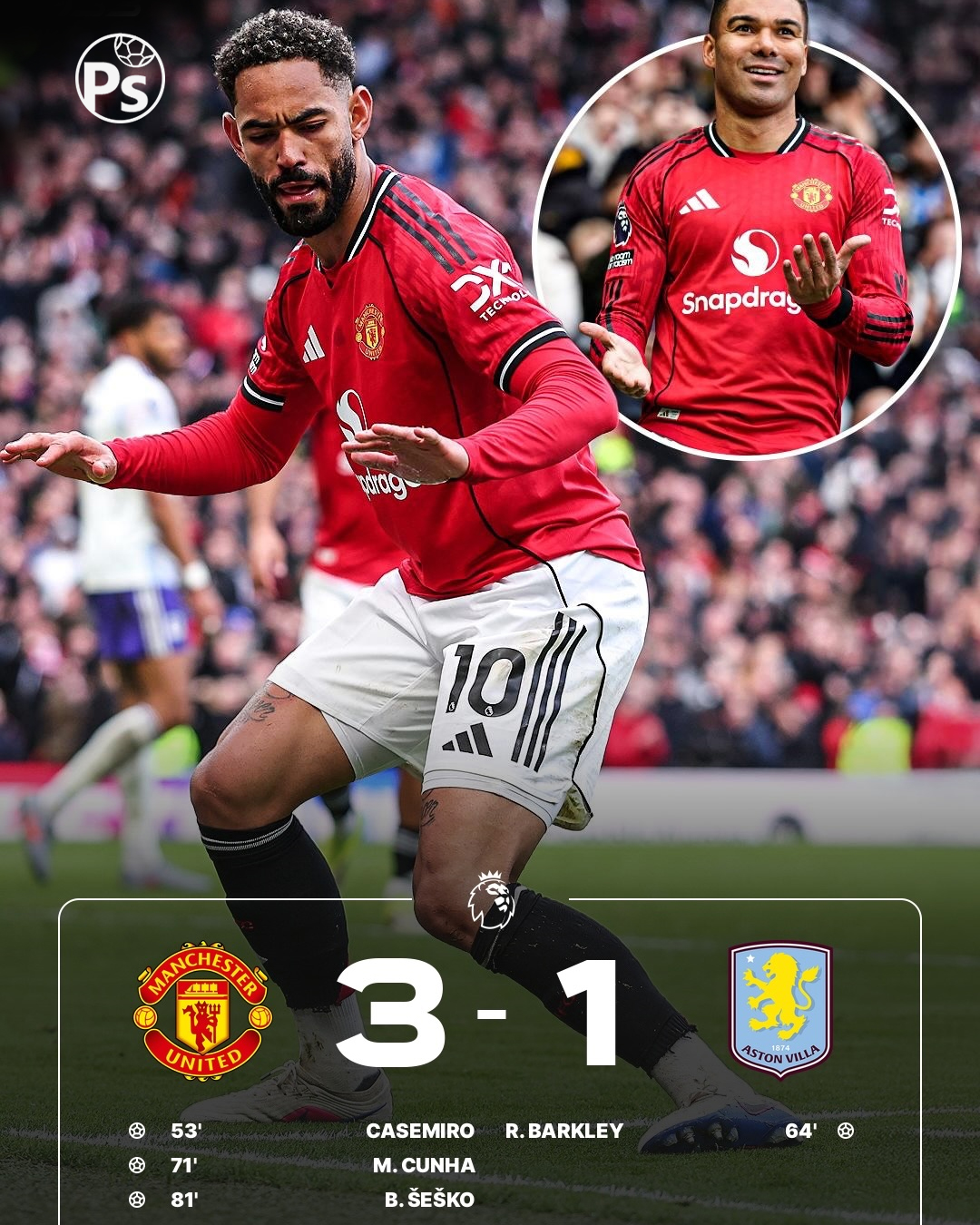 MAN UNITED 3 – 1 ASTON VILA