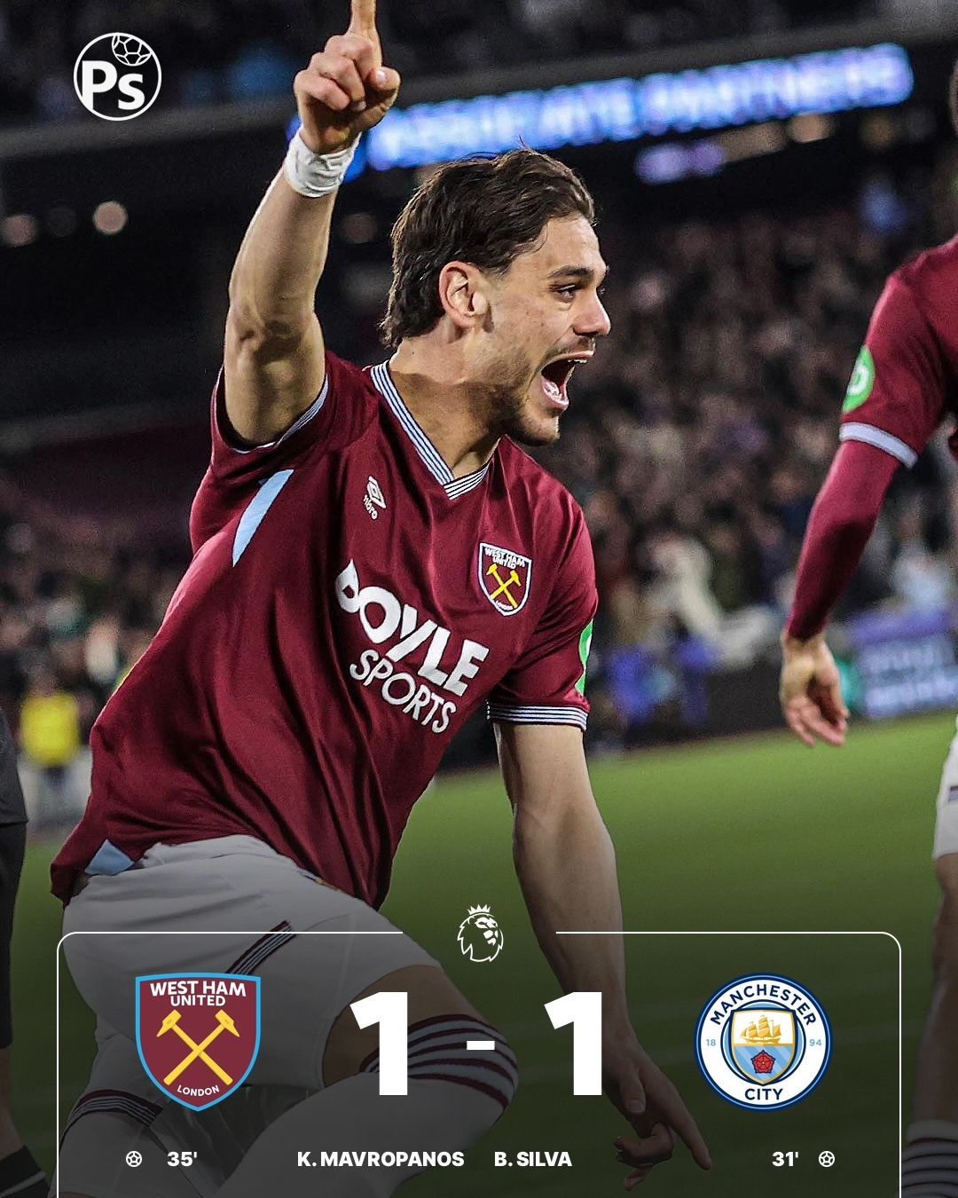 WESTHAM 1 – 1 MAN CITY