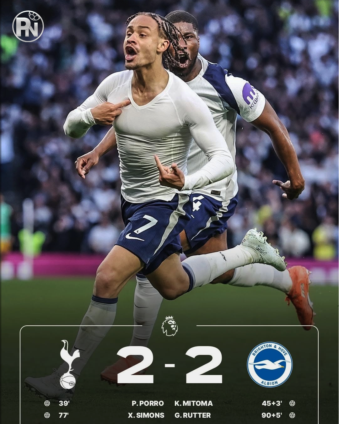TOTENHAM 2 – 2 BRIGHTON